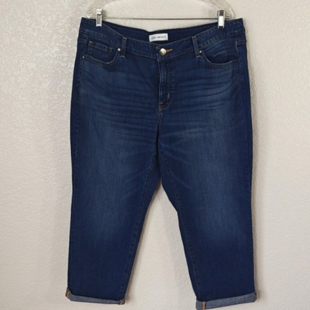 Lane Bryant Size 16 Mid-Rise Girlfriend Crop Jeans Flex Magic Waistband Med Wash